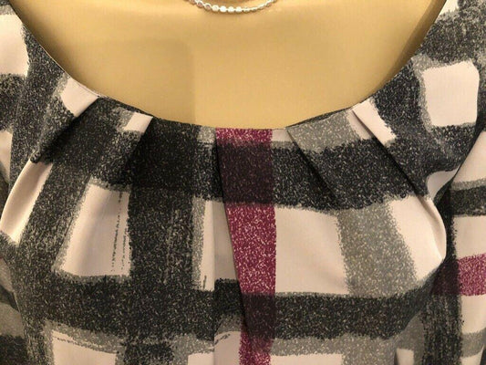 Laura Ashley Abstract Check Cropped Smock Top UK 12 US 8 EU 40 - Timelessfashions