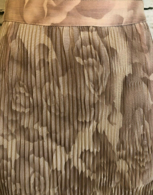 DKNY City Pale Dusky Pink Pleated Floral Skirt UK 12 US 8 EU 40 Timeless Fashions