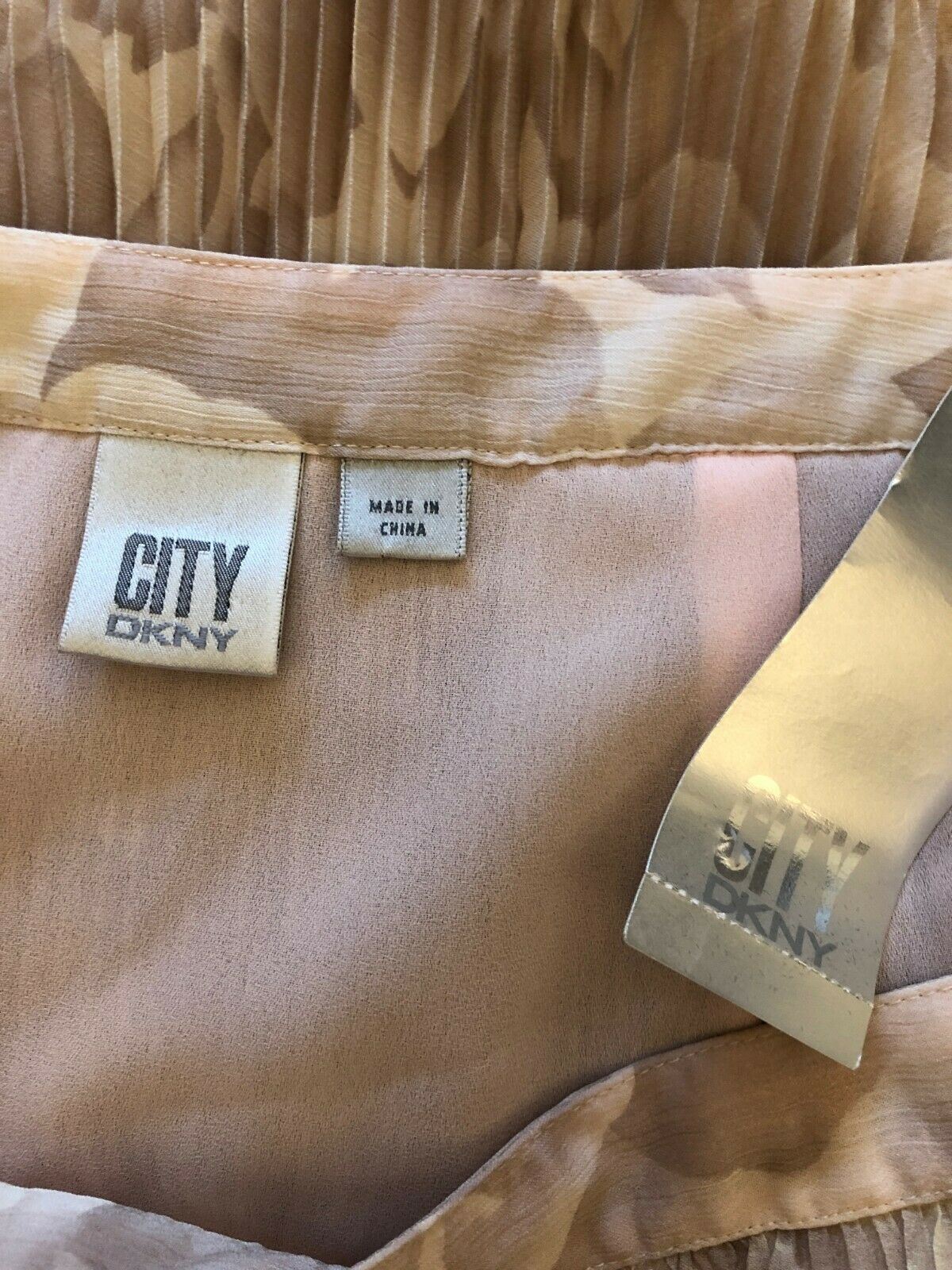 DKNY City Pale Dusky Pink Pleated Floral Skirt UK 12 US 8 EU 40 Timeless Fashions