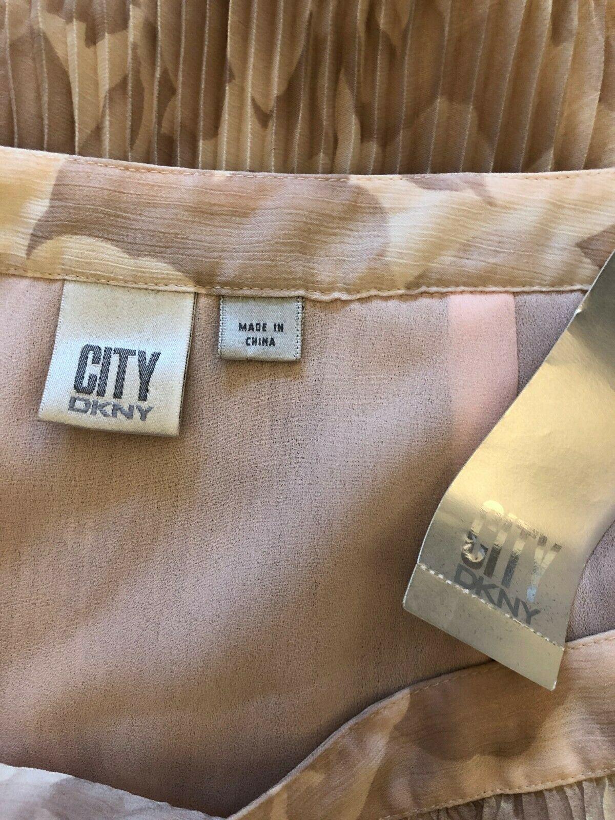 DKNY City Pale Dusky Pink Pleated Floral Skirt UK 12 US 8 EU 40 - Timelessfashions