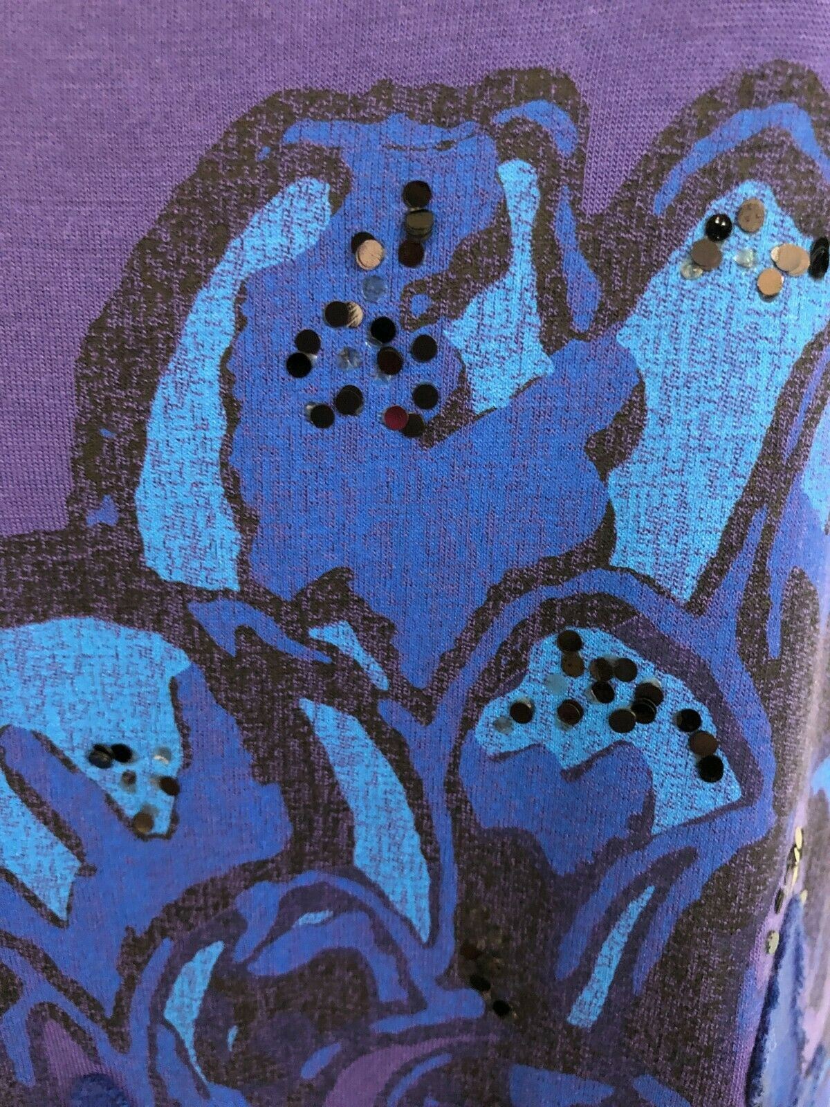 Tom Wolfe Big Flower Backless Purple Top UK 12 Timeless Fashions