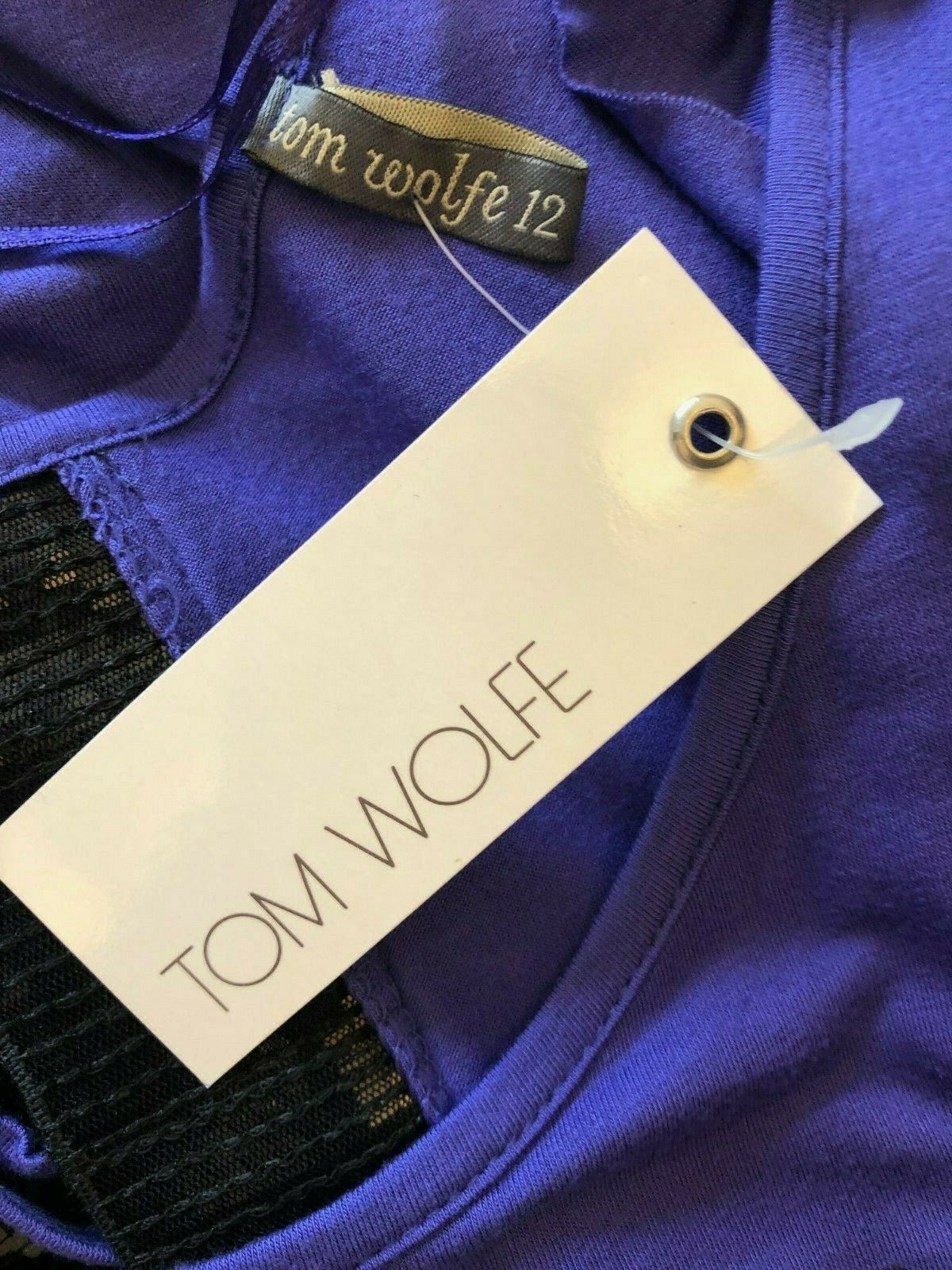 Tom Wolfe Big Flower Backless Purple Top UK 12 Timeless Fashions