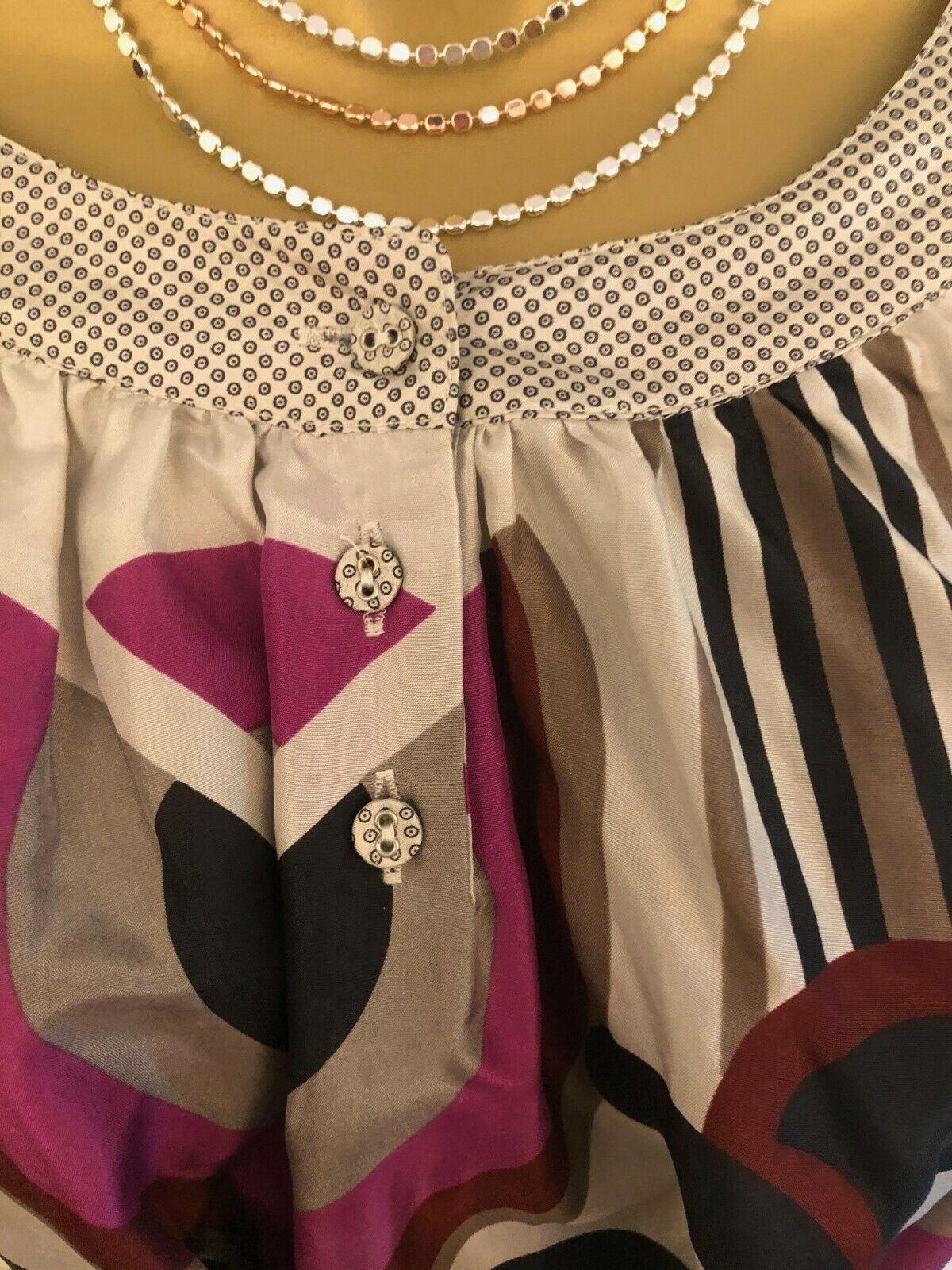 St-Martins Womens Grey & Pink Cap Sleeve Belted Silk Top Size M UK 12 US 8 EU 40 BNWT RRP £45.00 Timeless Fashions