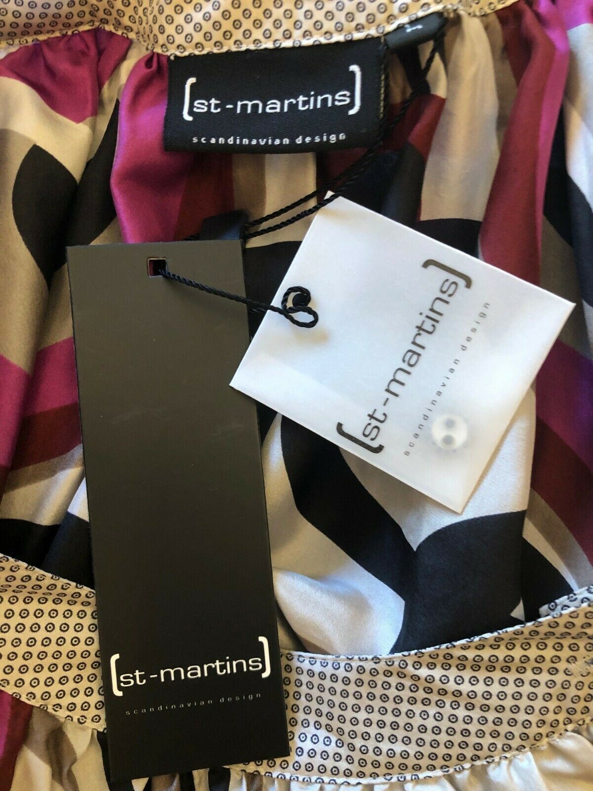 St-Martins Womens Grey & Pink Cap Sleeve Belted Silk Top Size M UK 12 US 8 EU 40 BNWT RRP £45.00 Timeless Fashions