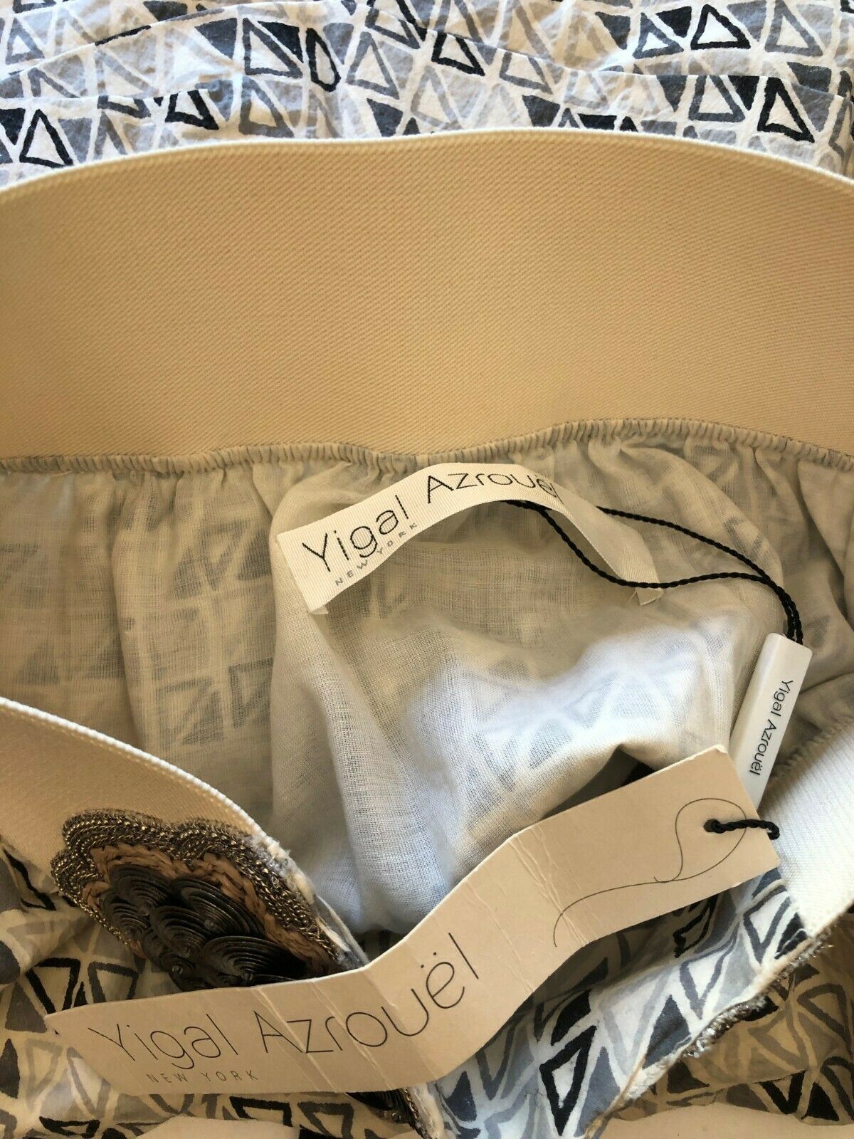 Yigal Azrouel Geometric Print Asymmetric Layered Cotton Mini Skirt Approx UK 8 US 4 EU 36 Timeless Fashions