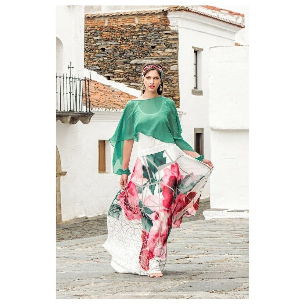 Michaela Louisa Green Cropped Chiffon Cape One Size Timeless Fashions