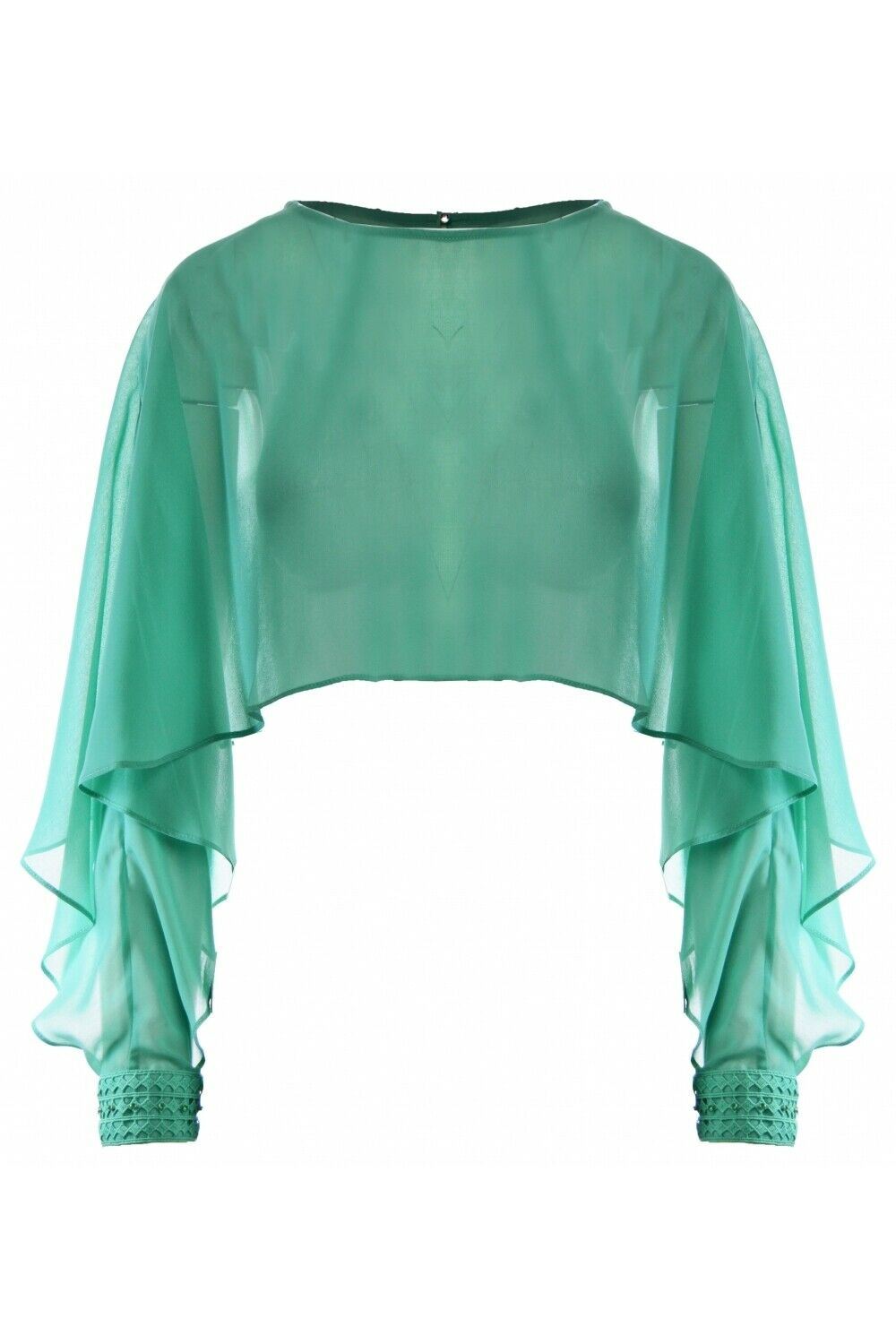 Michaela Louisa Green Cropped Chiffon Cape One Size Timeless Fashions