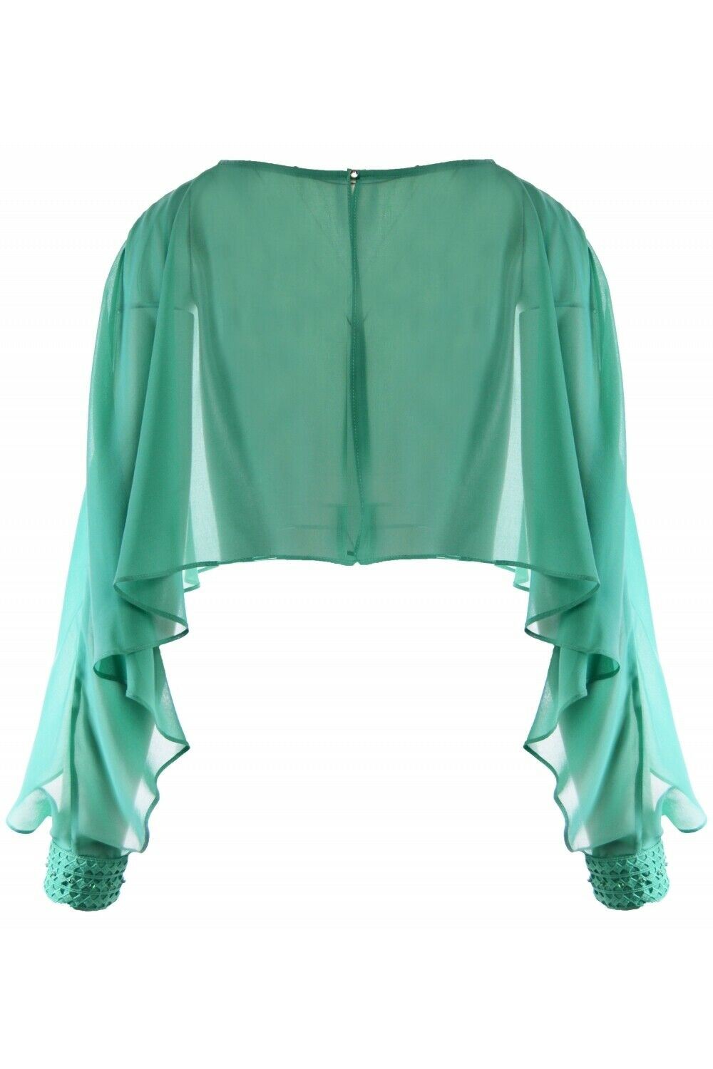 Michaela Louisa Green Cropped Chiffon Cape One Size Timeless Fashions