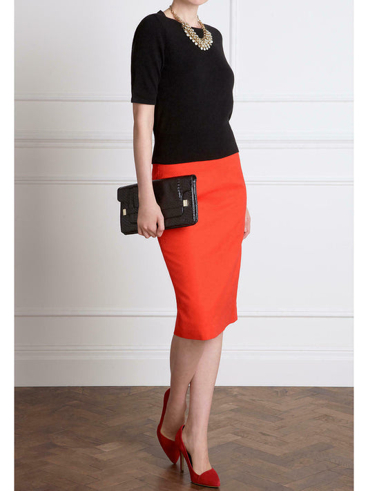 Pure Collection Tomato Red Belford Pencil Skirt UK 20 US 16 EU 48 Timeless Fashions