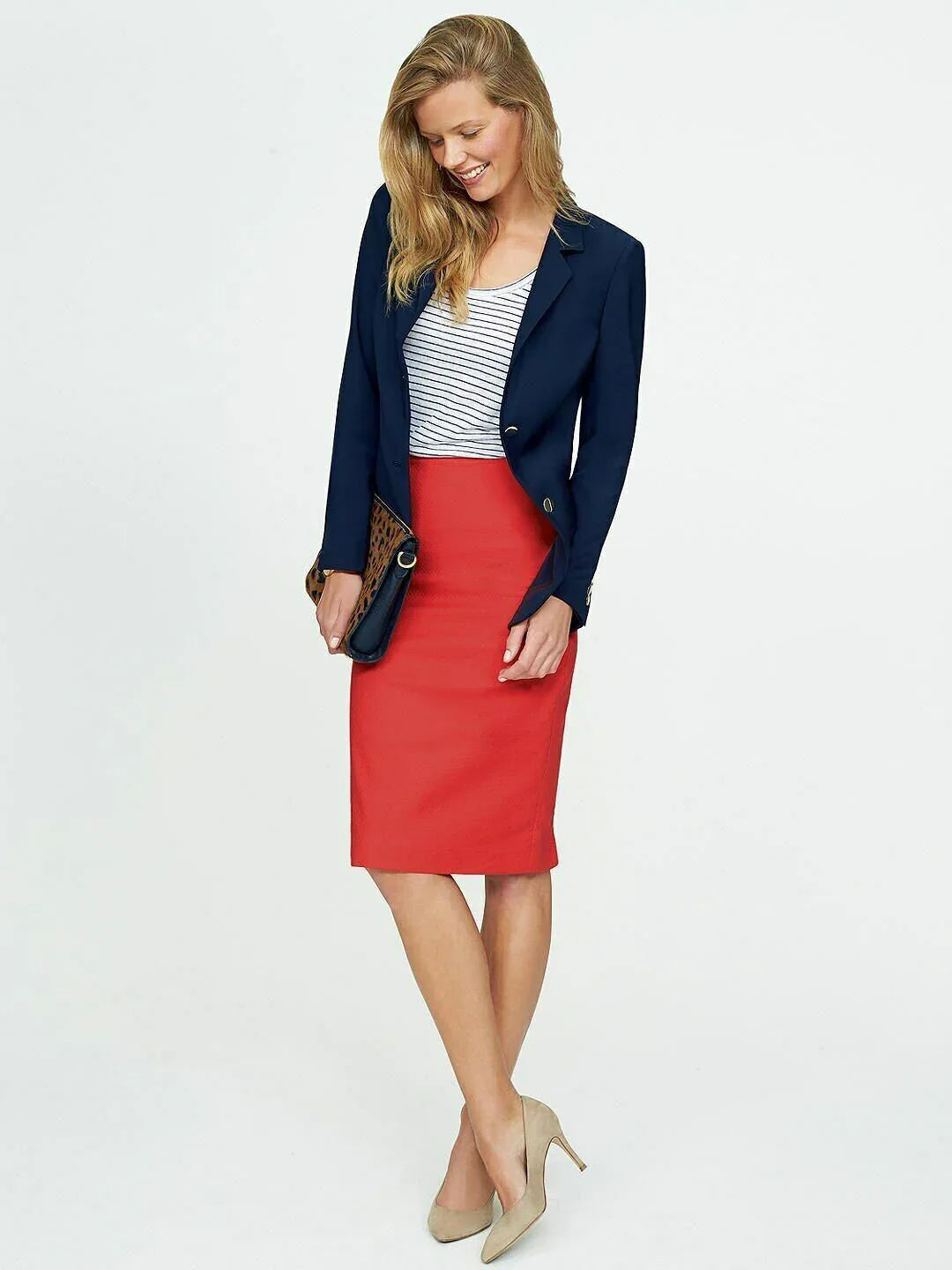 Pure Collection Tomato Red Belford Pencil Skirt UK 20 US 16 EU 48 - Timelessfashions
