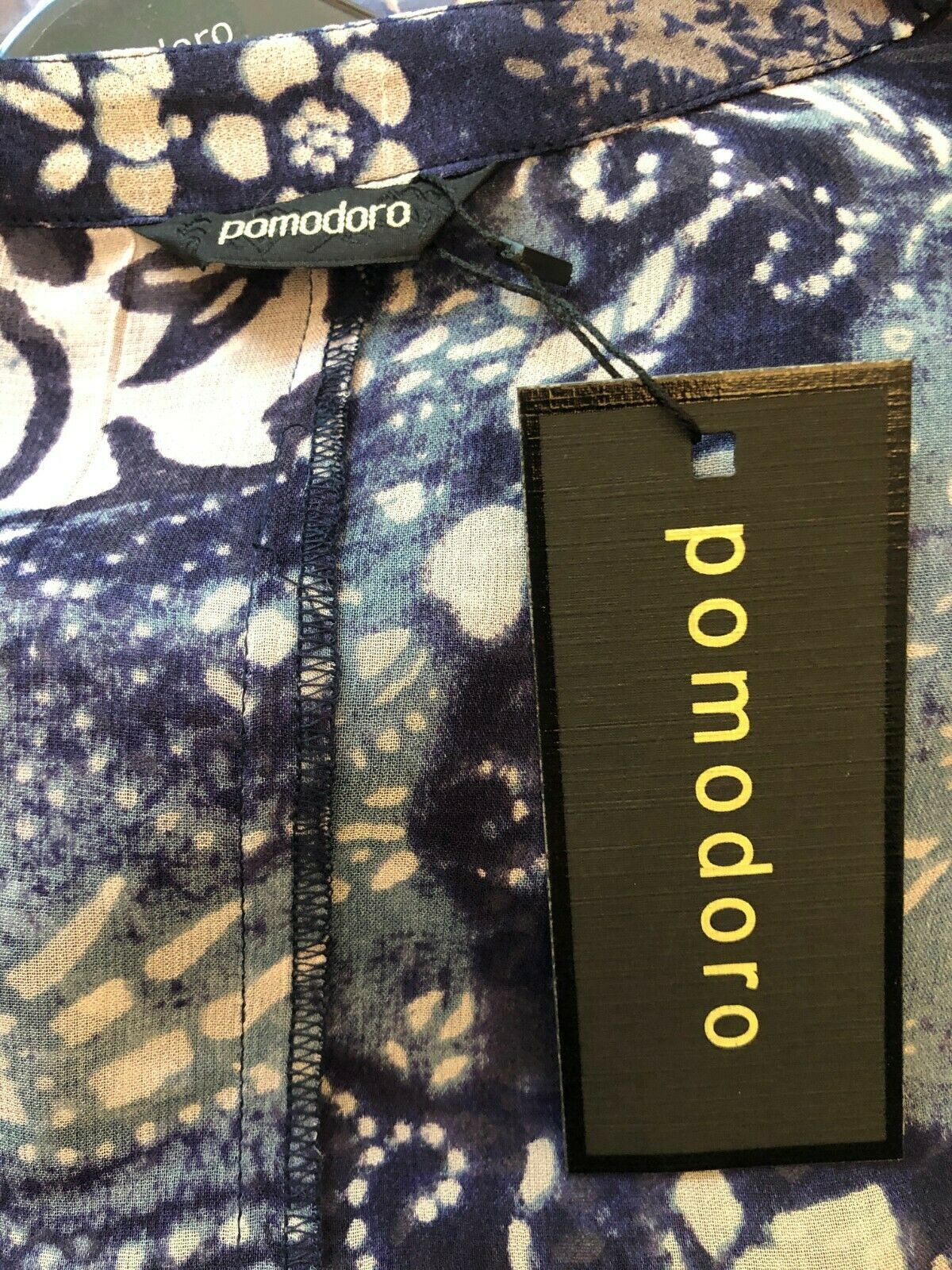 Pomodoro Indigo Chiffon Batik Duster Jacket UK 10 EU 38 US 6 Timeless Fashions