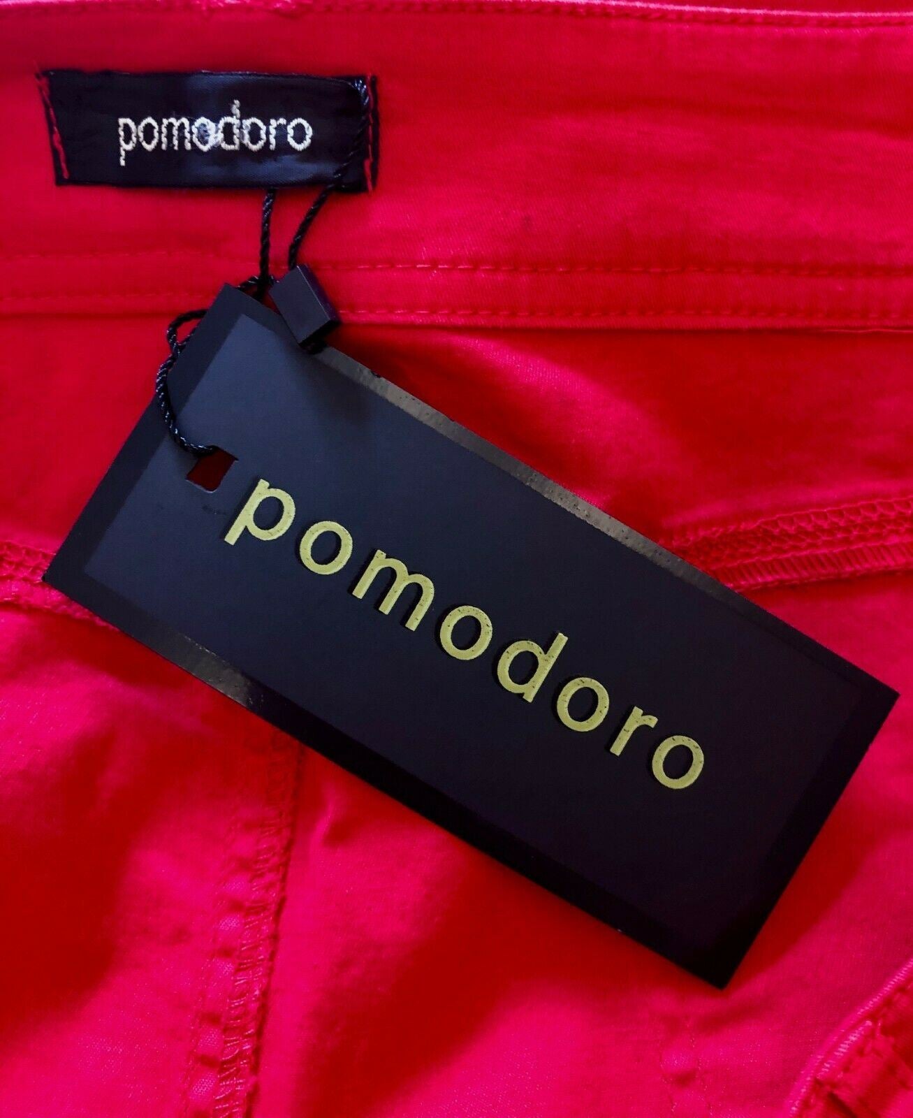 Pomodoro Womens Red Cotton Pencil Skirt UK 18 US 14 EU 46 Timeless Fashions