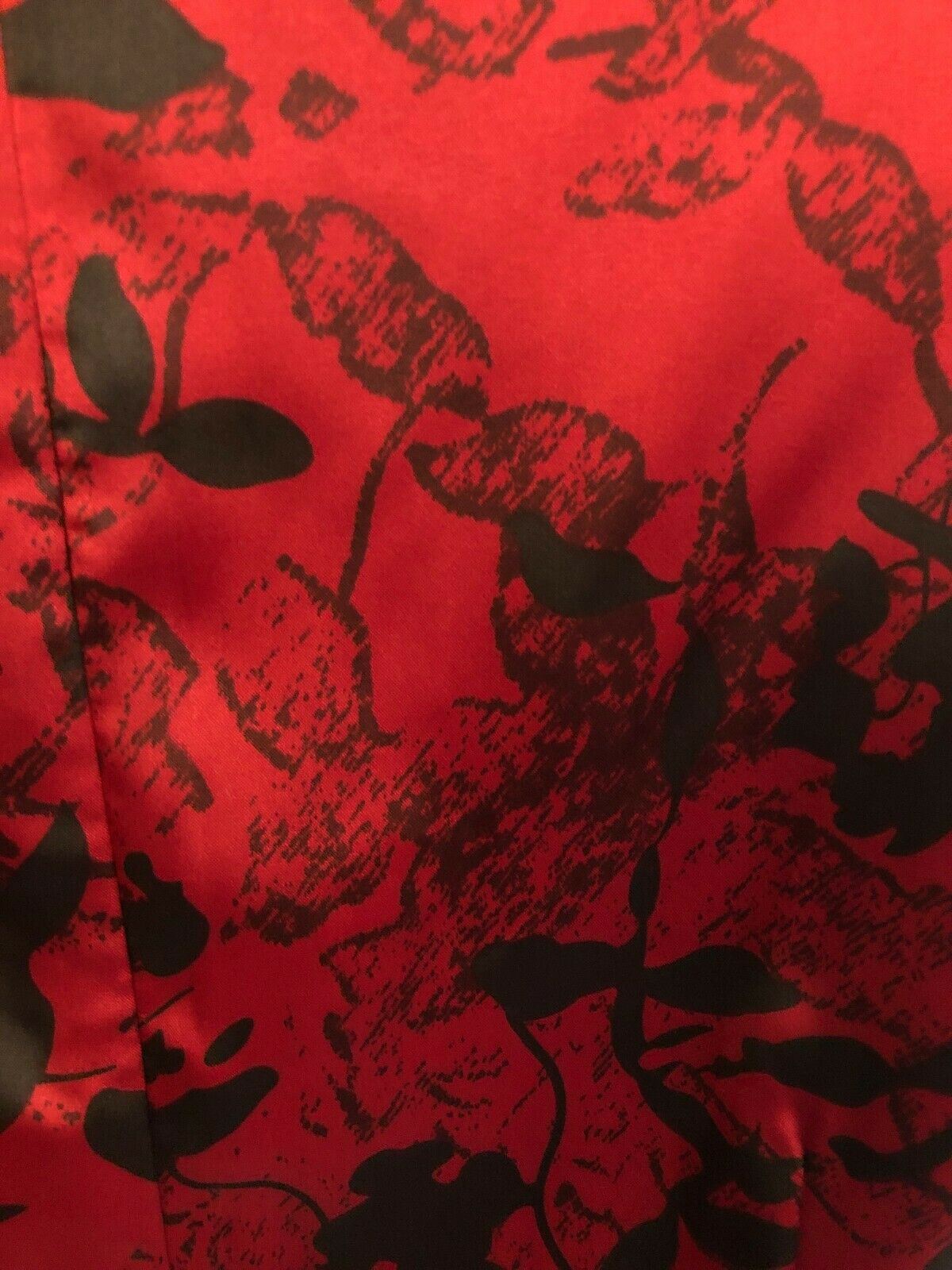 Pomodoro Red & Black Floral Silky Dress UK 14 US 10 EU 42 Timeless Fashions