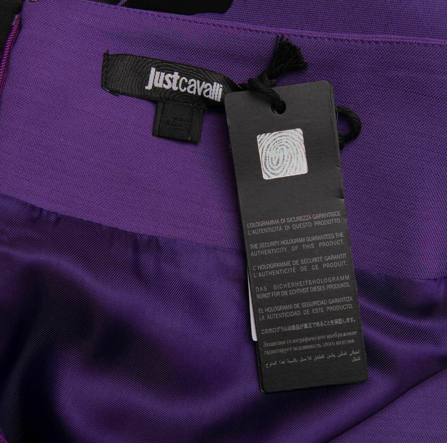 Just Cavalli Ladies Purple & Black A-Line Mini Skirt UK 12 EU 40 IT 44 Timeless Fashions