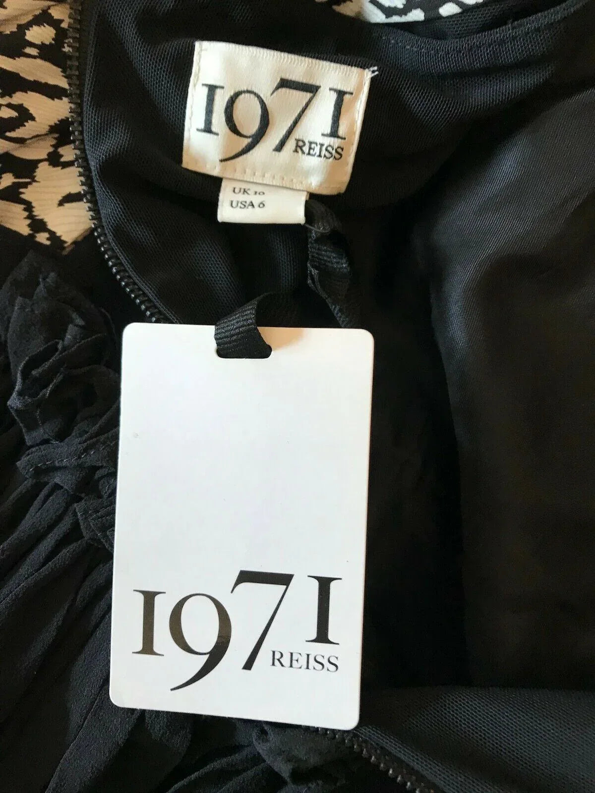 Reiss 1971 Myla Black Silk Leopard Print One Shoulder Dress UK 10 US 6 EU 38 BNWT RRP £189 - Timelessfashions