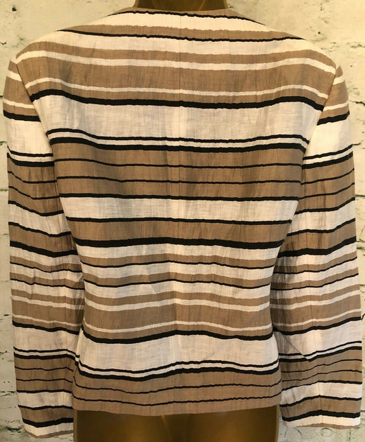 Viyella Mocha, Cream & Black Linen Mix Box Jacket UK 12 US 8 EU 40 Timeless Fashions