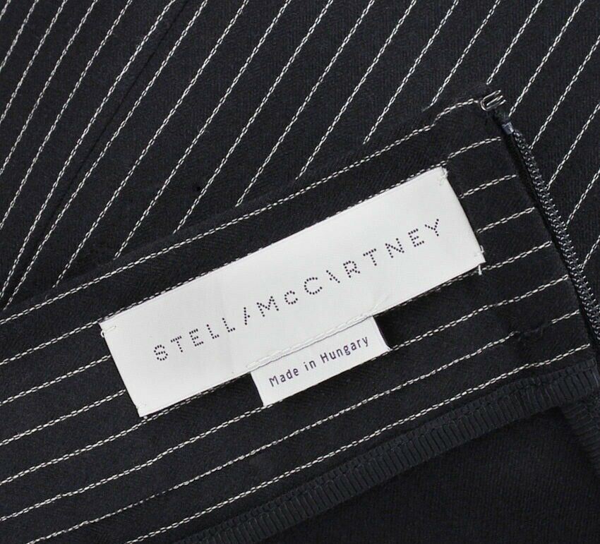 Stella McCartney Womens Black Pinstripe Godet Pleat Skirt UK 12 US 8 EU 40 Timeless Fashions