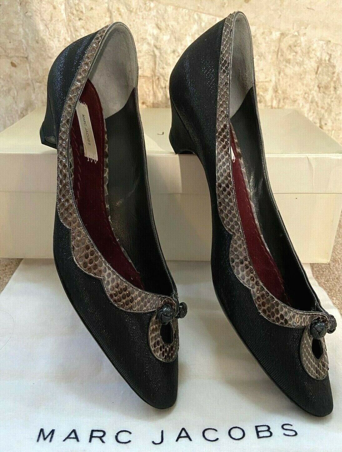 Marc Jacobs Black Low Heeled Toe Cut Out Slipper Court Shoes UK 3.5 US 6 EU 36 Timeless Fashions