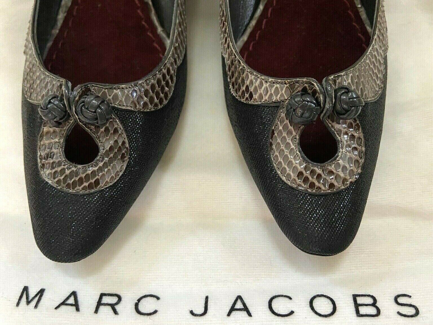 Marc Jacobs Black Low Heeled Toe Cut Out Slipper Court Shoes UK 3.5 US 6 EU 36 Timeless Fashions