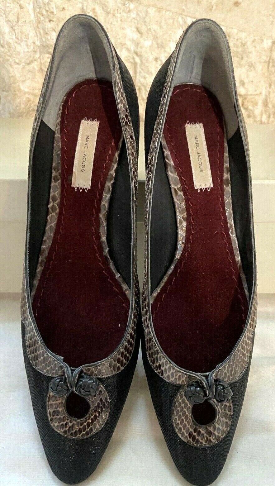 Marc Jacobs Black Low Heeled Toe Cut Out Slipper Court Shoes UK 3.5 US 6 EU 36 Timeless Fashions