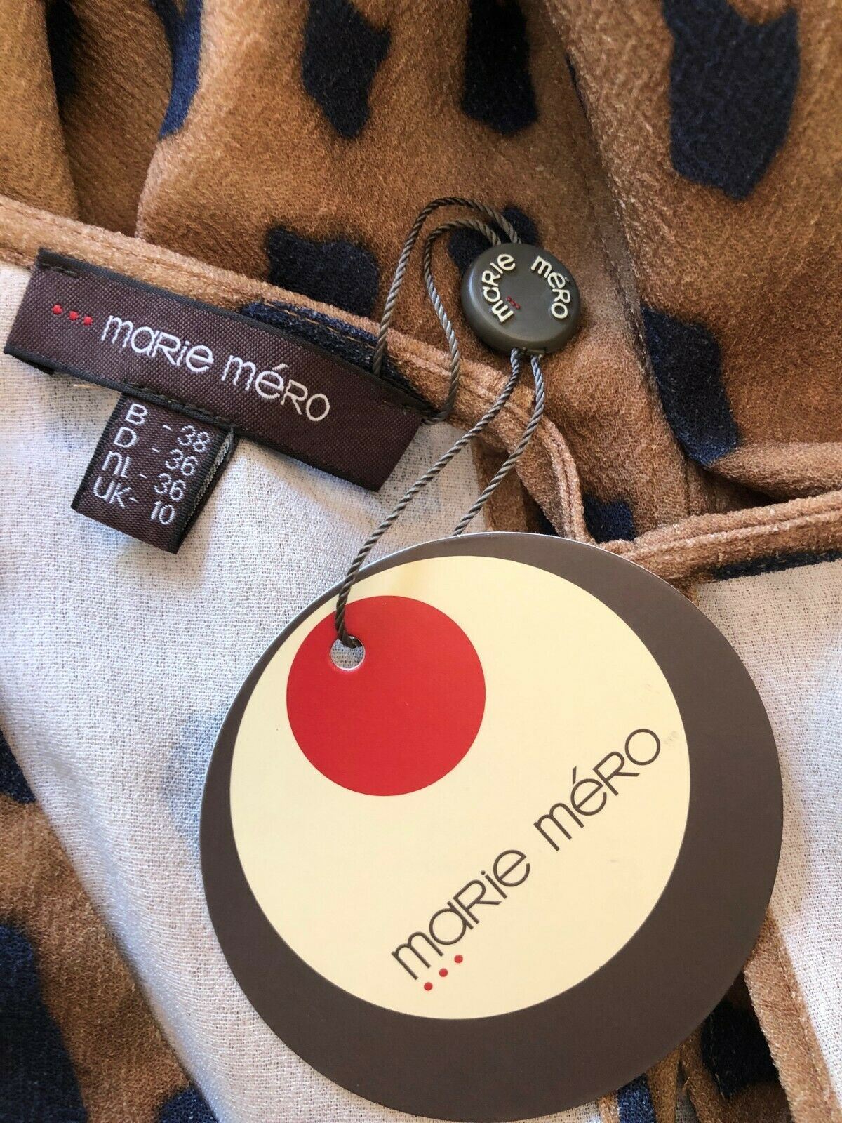 Marie Mero Brown Animal Print Short Sleeve Top UK 10 US 6 EU 38 Timeless Fashions