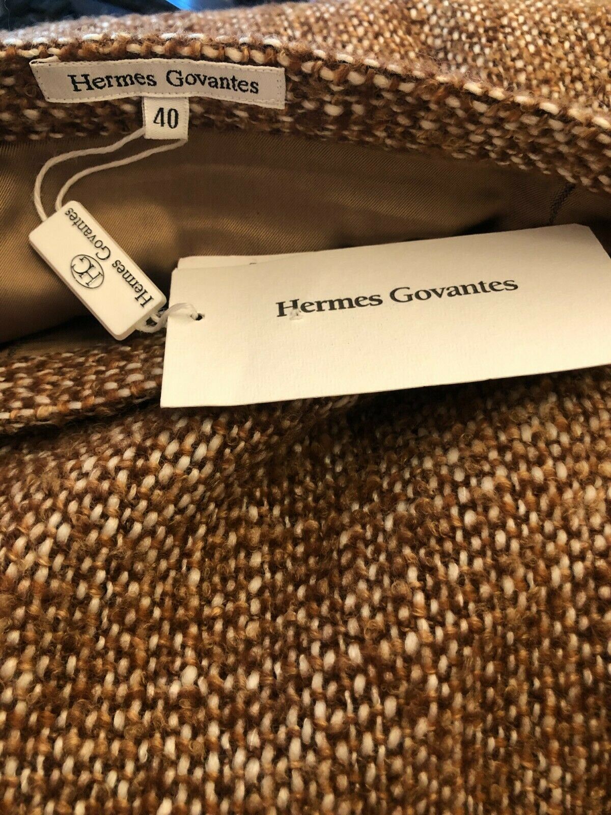 Hermes Govantes Rust Brown Tweed Pencil Skirt UK 10 US 6 EU 38 IT 42 Timeless Fashions