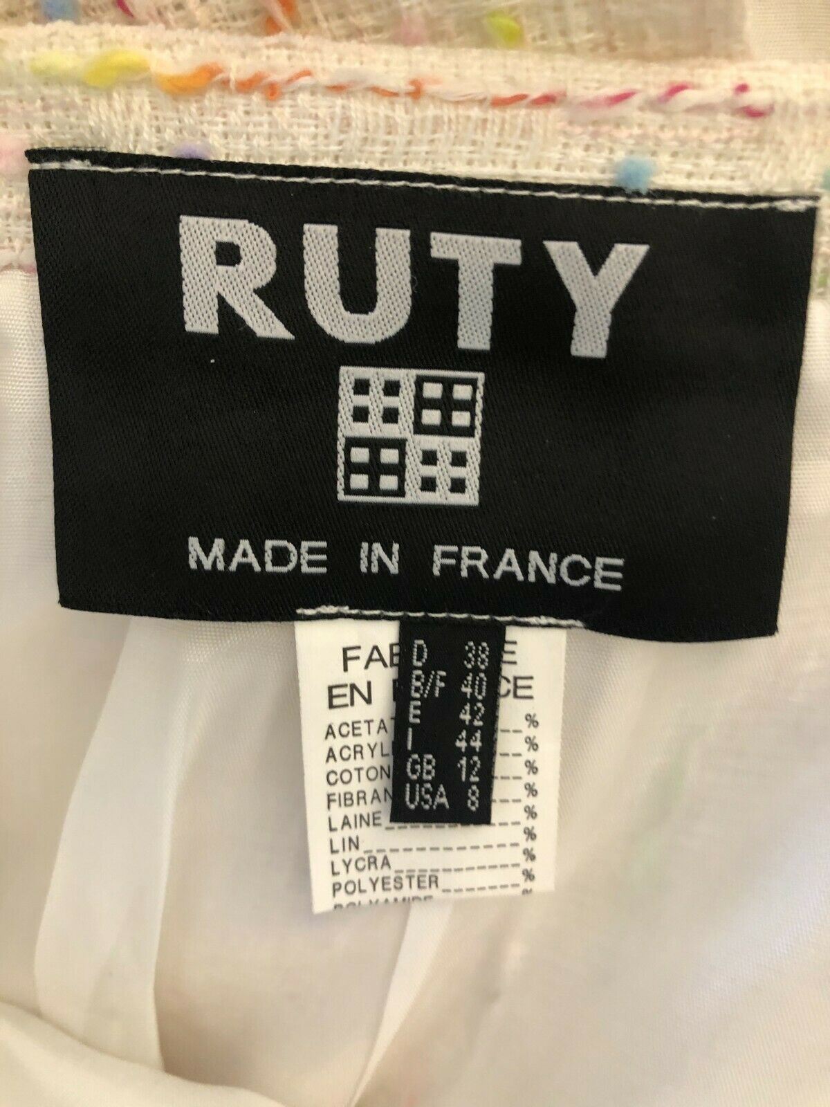 RUTY Paris White Fleck Tweed Midi Pencil Skirt UK 10/12 US 6/8 EU 38/40 IT 42 Timeless Fashions