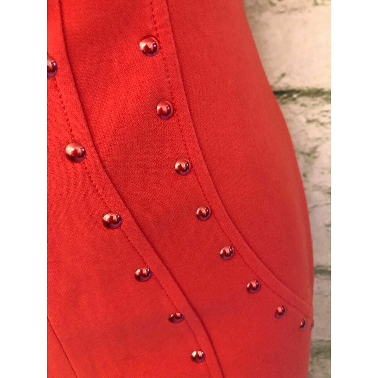 Tenax Red Studded Bodycon Sleeveless Dress UK 8 US 4 EU 36 IT 40 RRP £230.00 Timeless Fashions