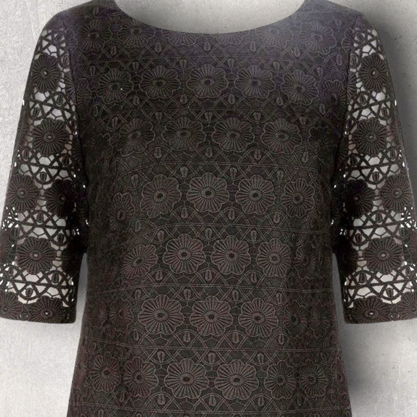 Monsoon Black Flora Linear Lace Shift Dress UK 14 US 10 EU 42 Timeless Fashions