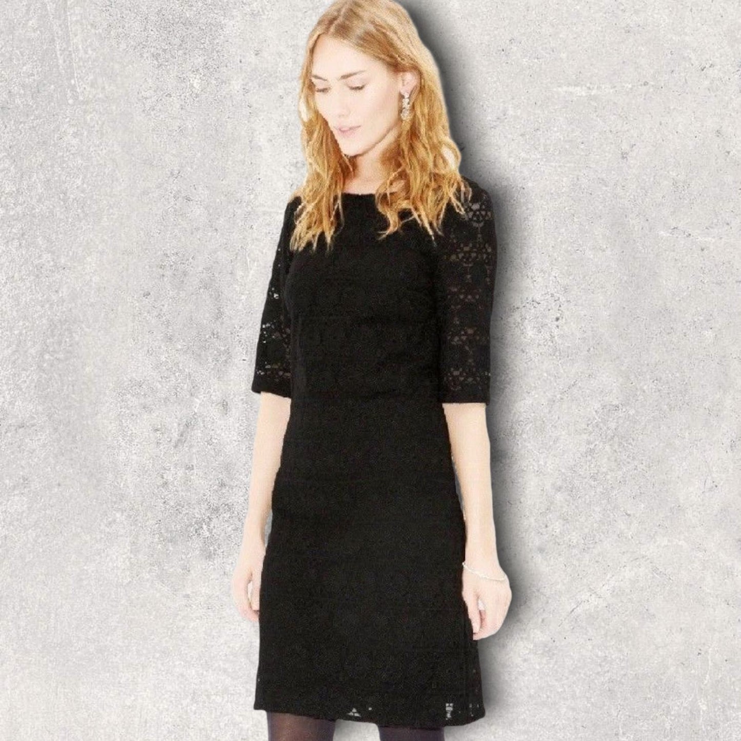 Monsoon Black Flora Linear Lace Shift Dress UK 14 US 10 EU 42 Timeless Fashions