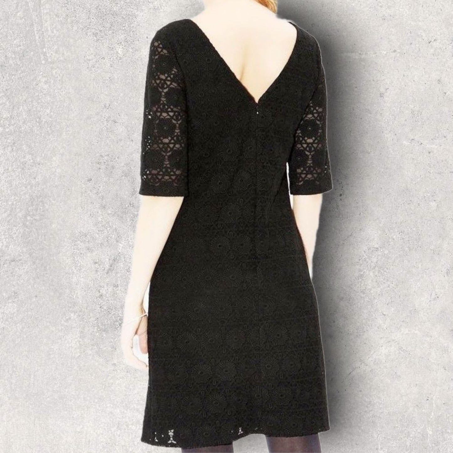 Monsoon Black Flora Linear Lace Shift Dress UK 14 US 10 EU 42 Timeless Fashions