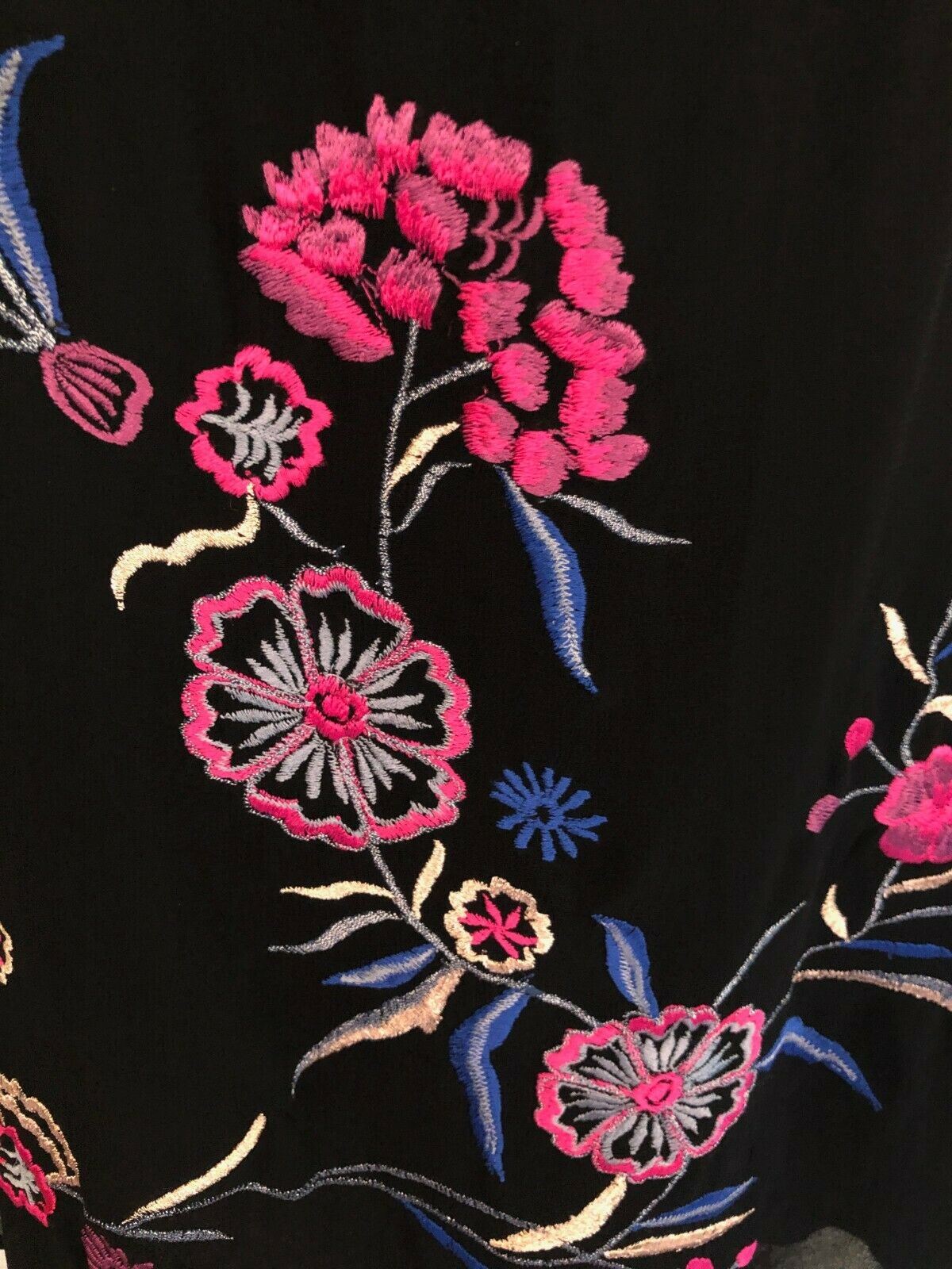 Pomodoro Black Chiffon Embroidered Floral Top UK 18 US 14 EU 46 Timeless Fashions