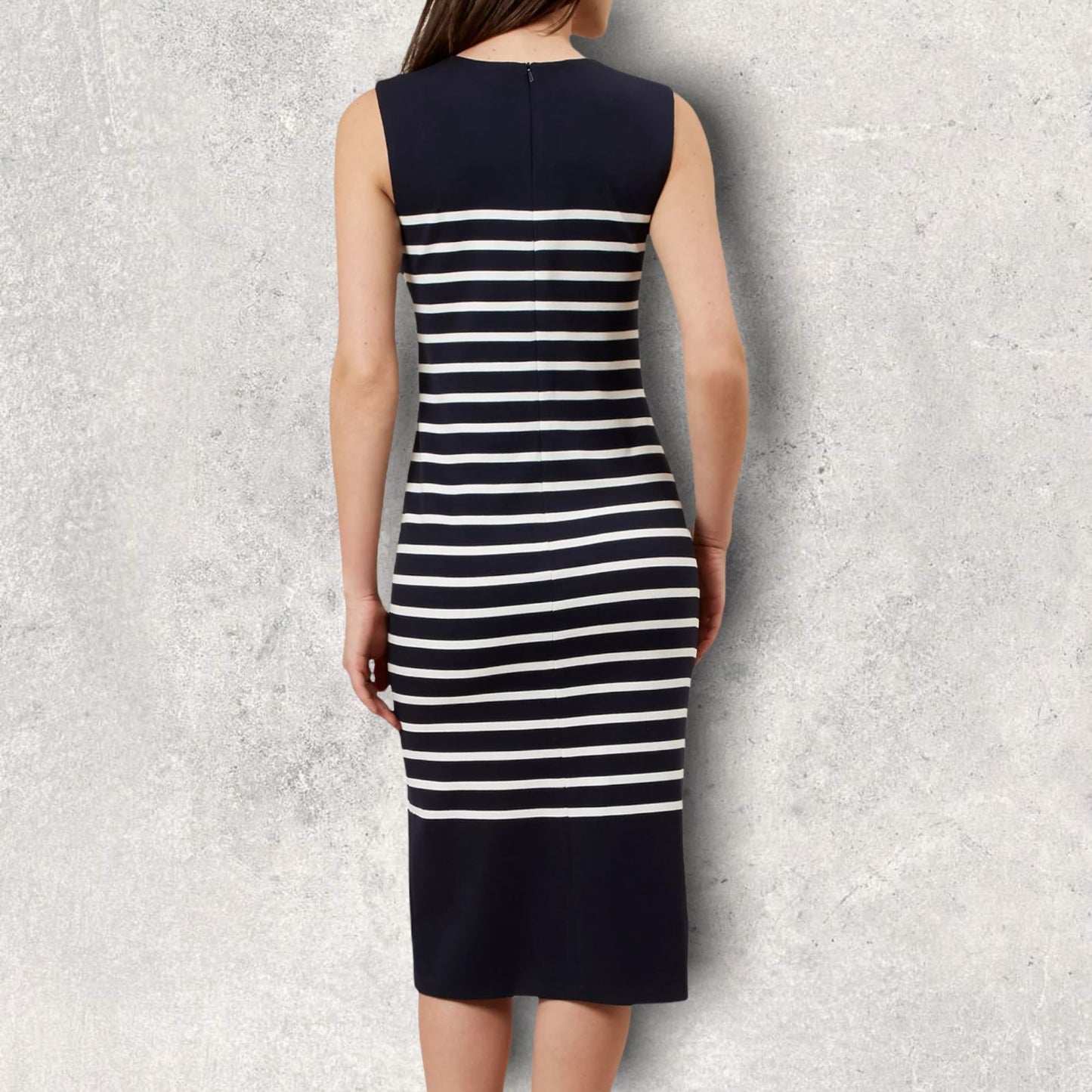 Hobbs Hollie Breton Sleeveless Stretch Dress, Navy/White UK 12 US 8 EU 40 Timeless Fashions