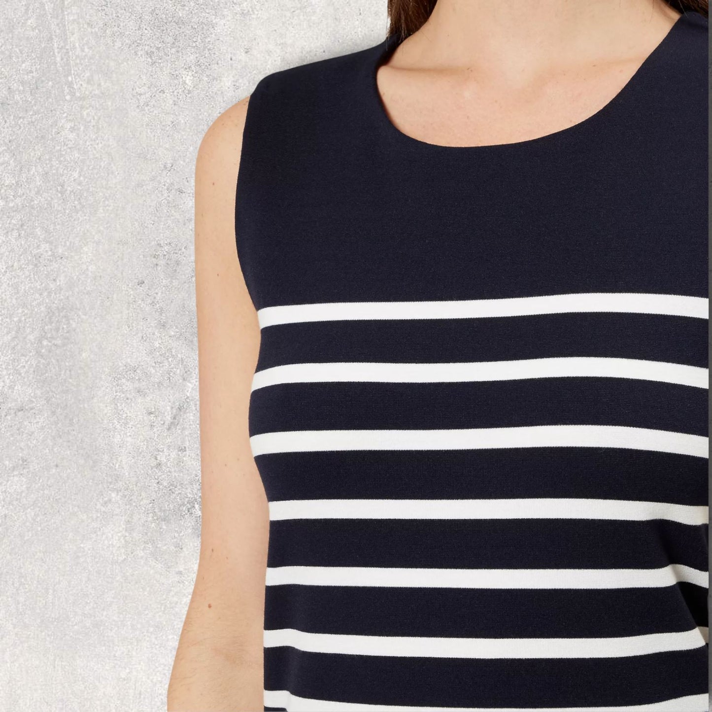Hobbs Hollie Breton Sleeveless Stretch Dress, Navy/White UK 12 US 8 EU 40 Timeless Fashions
