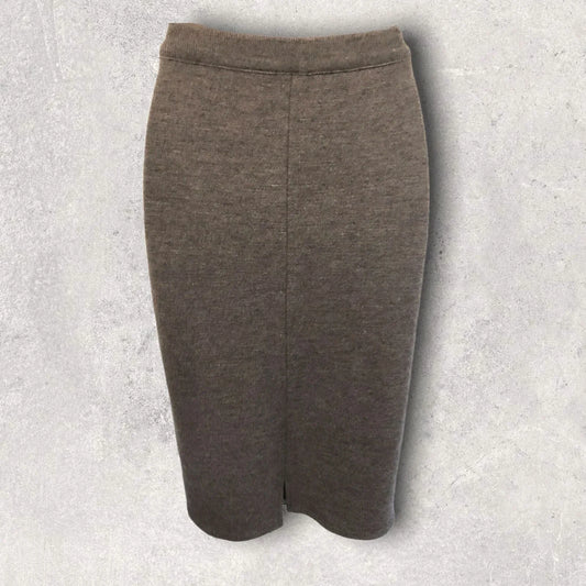 Devernois Grey Wool Mix Fine Knit Pencil Skirt UK 10/12 US 6/8 EU 38/40 - Timelessfashions