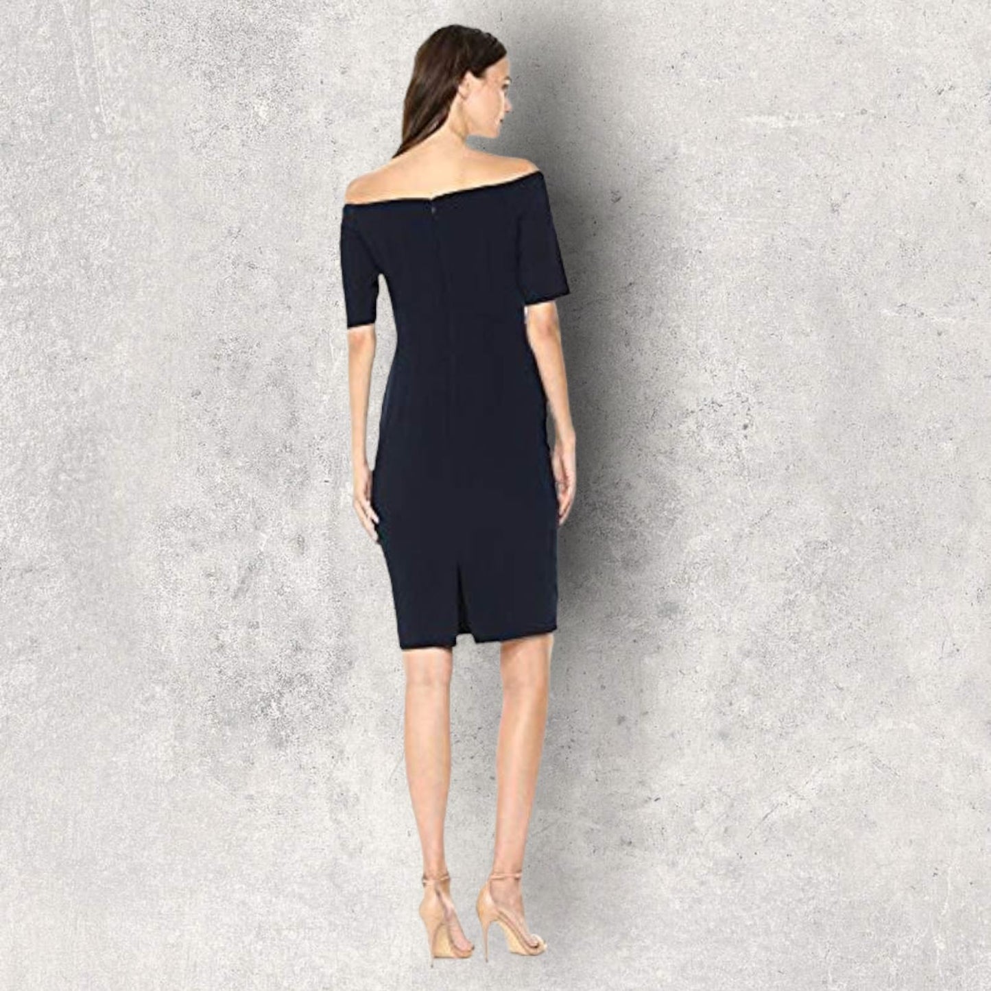 Calvin Klein Navy Off The Shoulder Sheath Dress UK 12 US 8 EU 40 Timeless Fashions