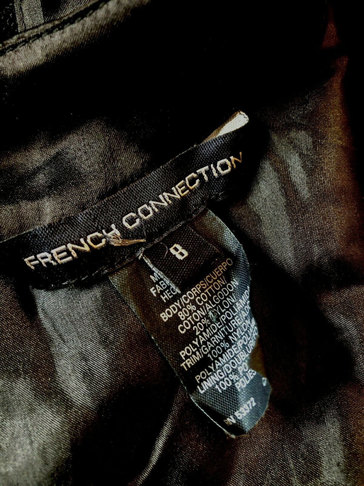 French Connection Black Satin & Tapework Sleeveless Shift Dress UK 8 Timeless Fashions