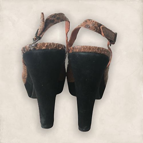 Jones Bootmaker Snake Print Leather Open Toe Slingback Shoes EU 38 UK 5 Timeless Fashions