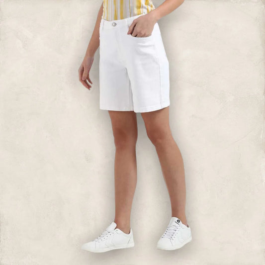 Pomodoro White Stretch Cotton Shorts UK 10 US 6 EU 38 - Timelessfashions