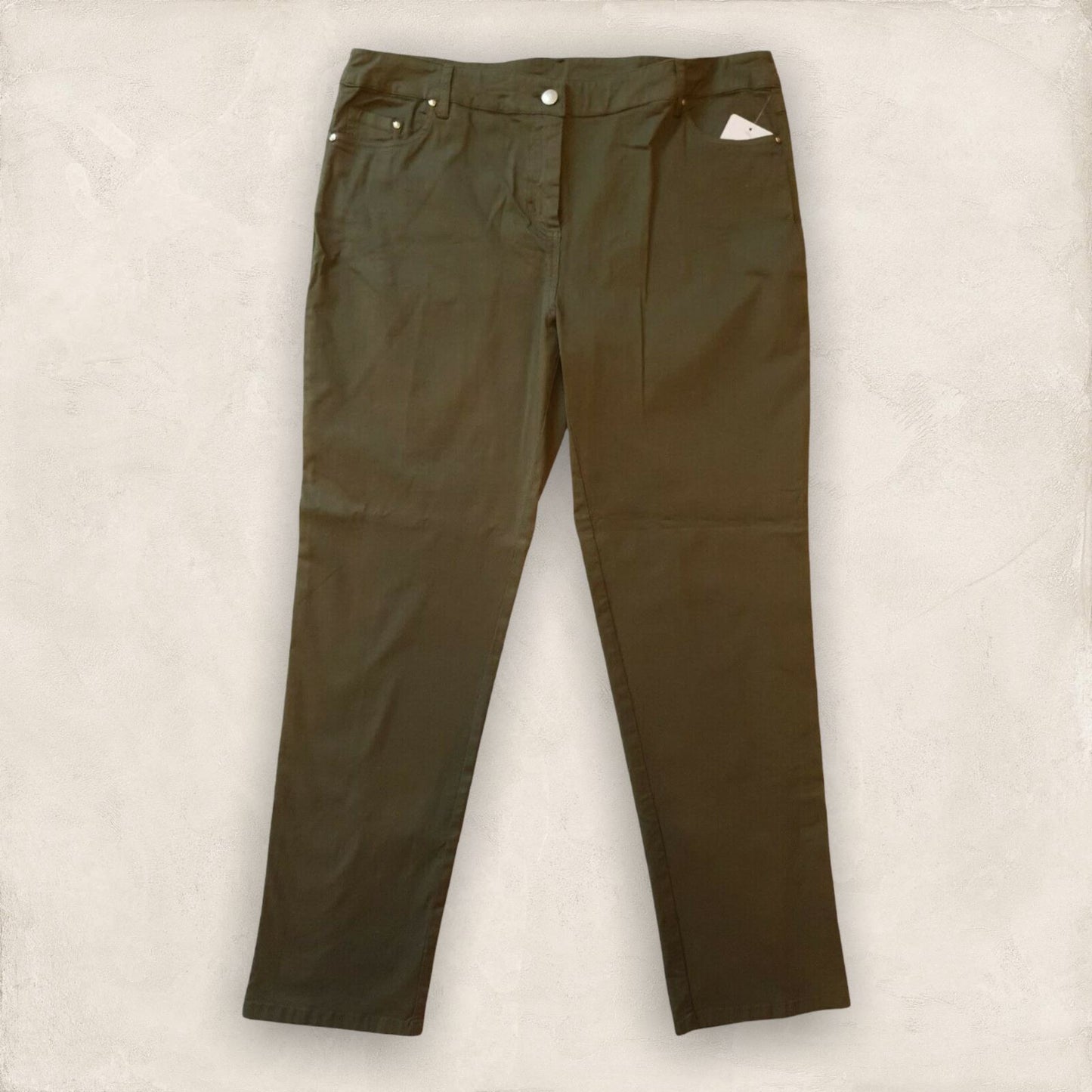 Libra Khaki Straight Leg Cotton Jeans UK 16 US 12 EU 44 Timeless Fashions