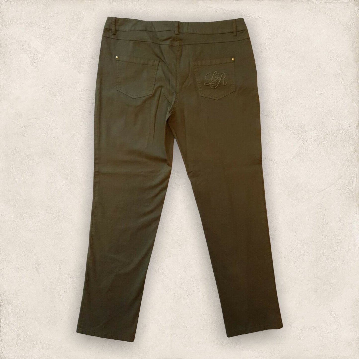 Libra Khaki Straight Leg Cotton Jeans UK 16 US 12 EU 44 Timeless Fashions