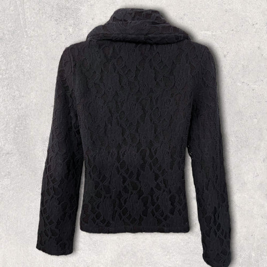 Ronit Zilkha Vintage Women's Black Lacy Wool Blend Jacket UK 10 US 6 EU 38 Timeless Fashions