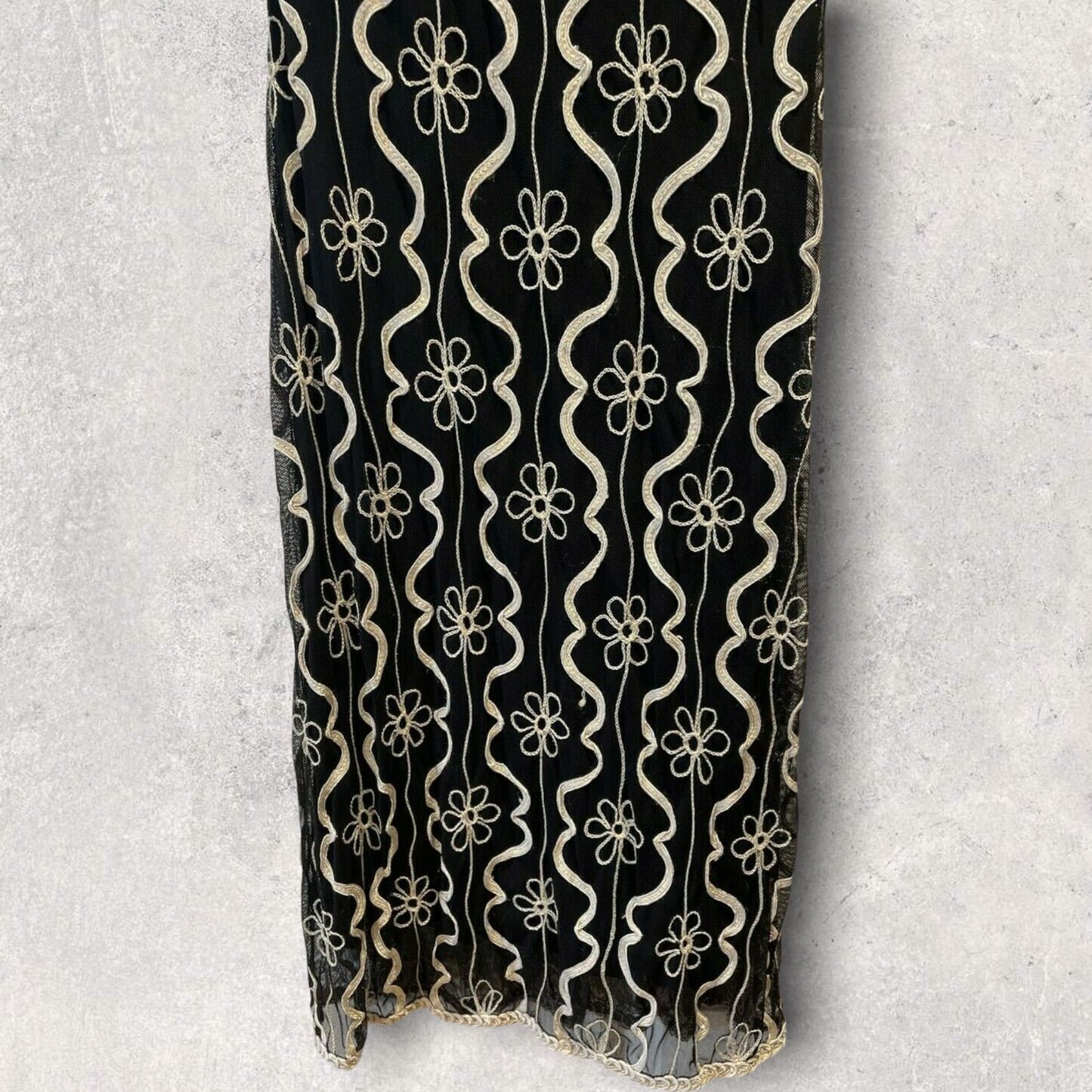 Phase Eight Black & Cream Tapework Cap Sleeve Midi Dress UK 12 US 8 EU 40 Timeless Fashions