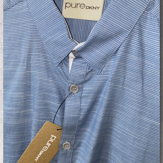 DKNY Mens Pure Check Blue Infinity Long Sleeve Shirt Size XL Timeless Fashions