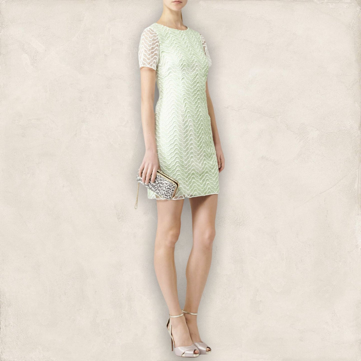 Reiss Soft Mint Green Lark Lace Overlay Dress UK 12 US 8 EU 40 RRP £190 Timeless Fashions