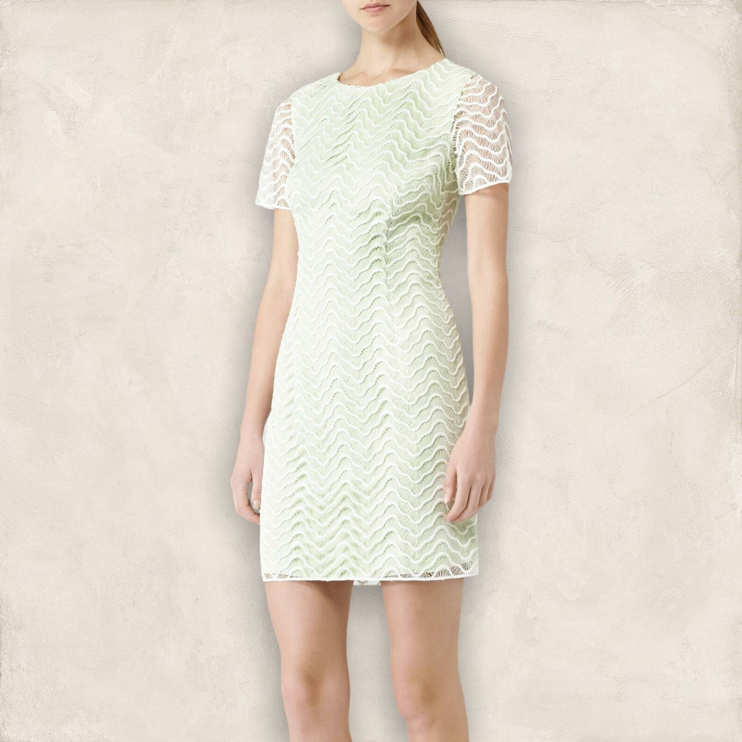 Reiss Soft Mint Green Lark Lace Overlay Dress UK 12 US 8 EU 40 RRP £190 Timeless Fashions