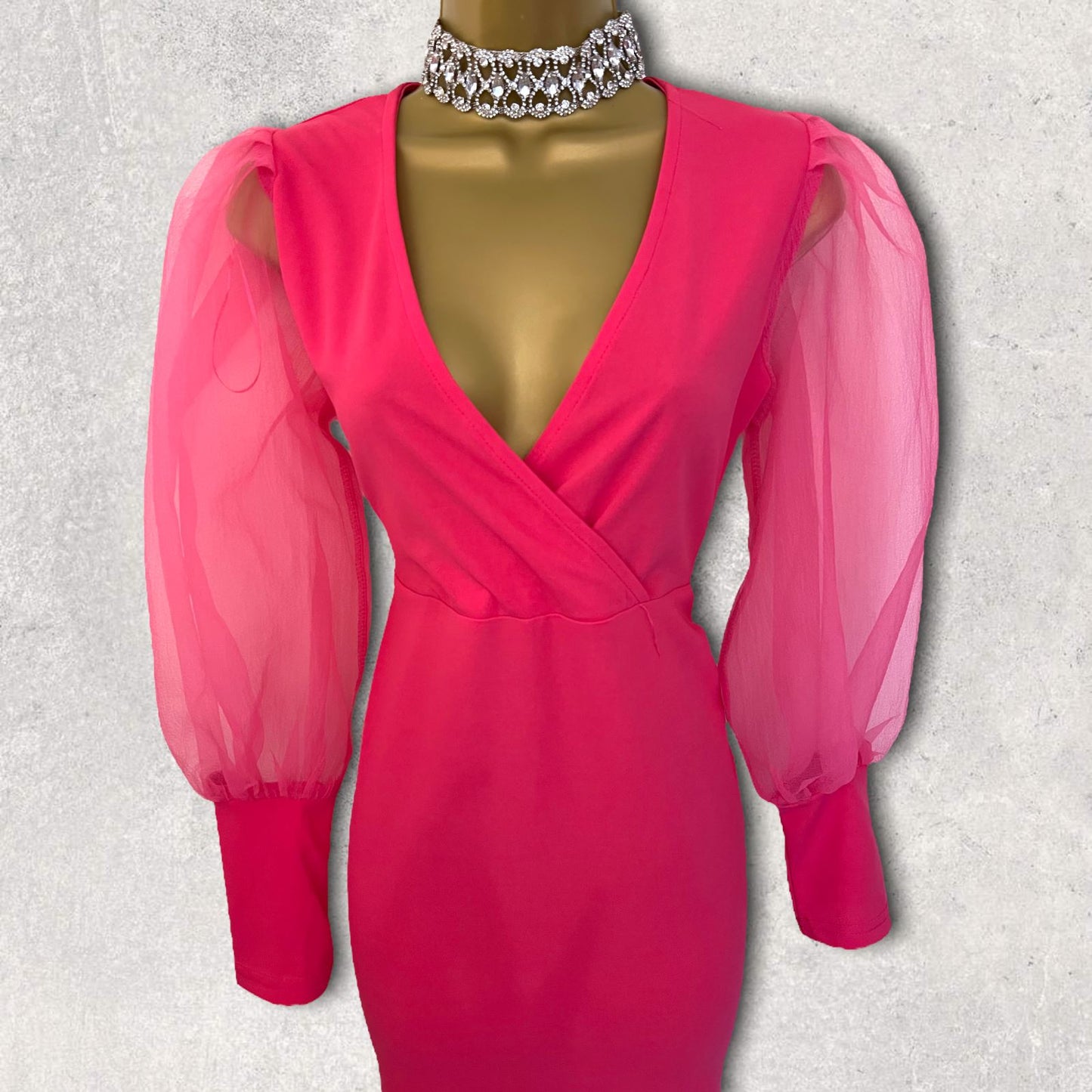 Coast Pink Organza Puff Sleeve Wrap Style Dress UK 10 US 6 EU 38 Timeless Fashions