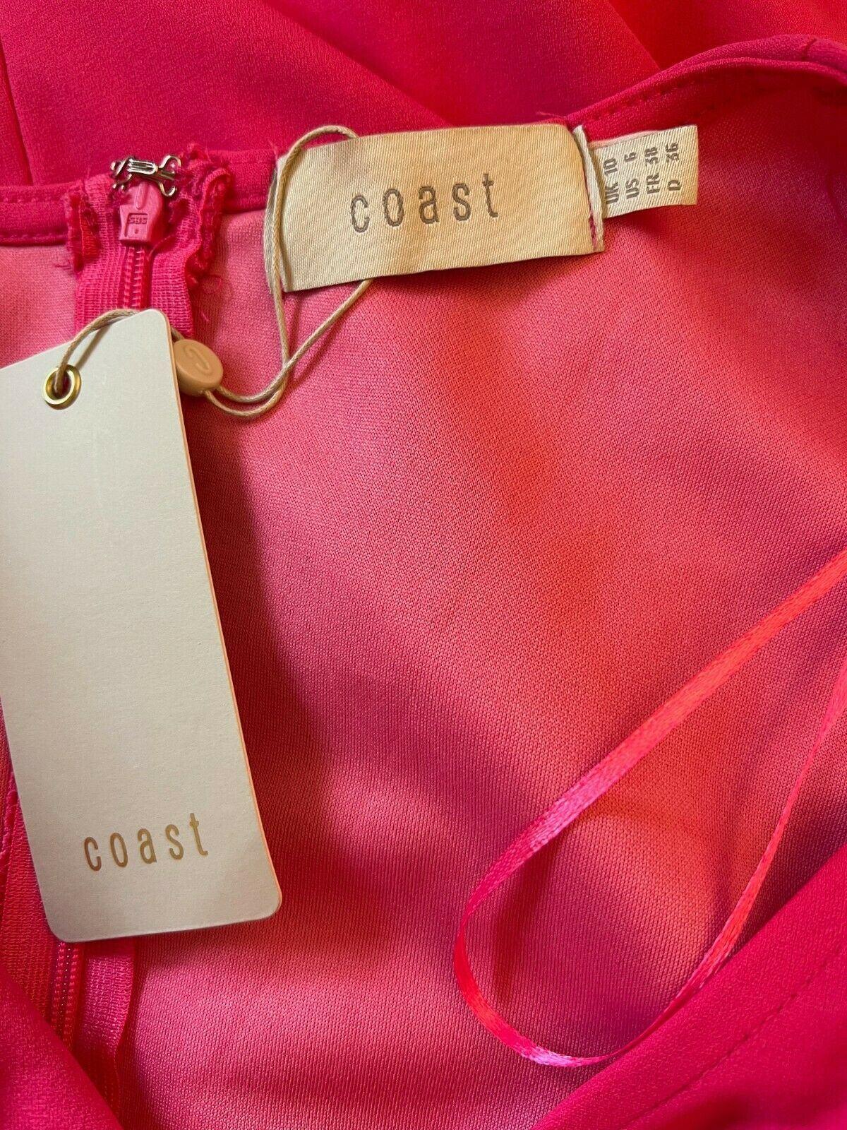 Coast Pink Organza Puff Sleeve Wrap Style Dress UK 10 US 6 EU 38 - Timelessfashions