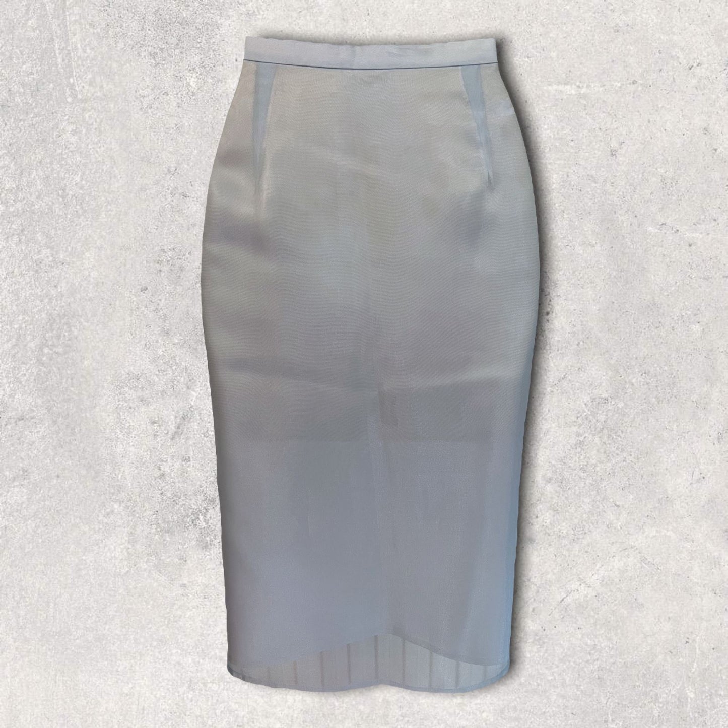 Zapa Ice Blue Organza Embroidered Summer Pencil Skirt UK 8/10 US 4/6 EU 36/38 Timeless Fashions