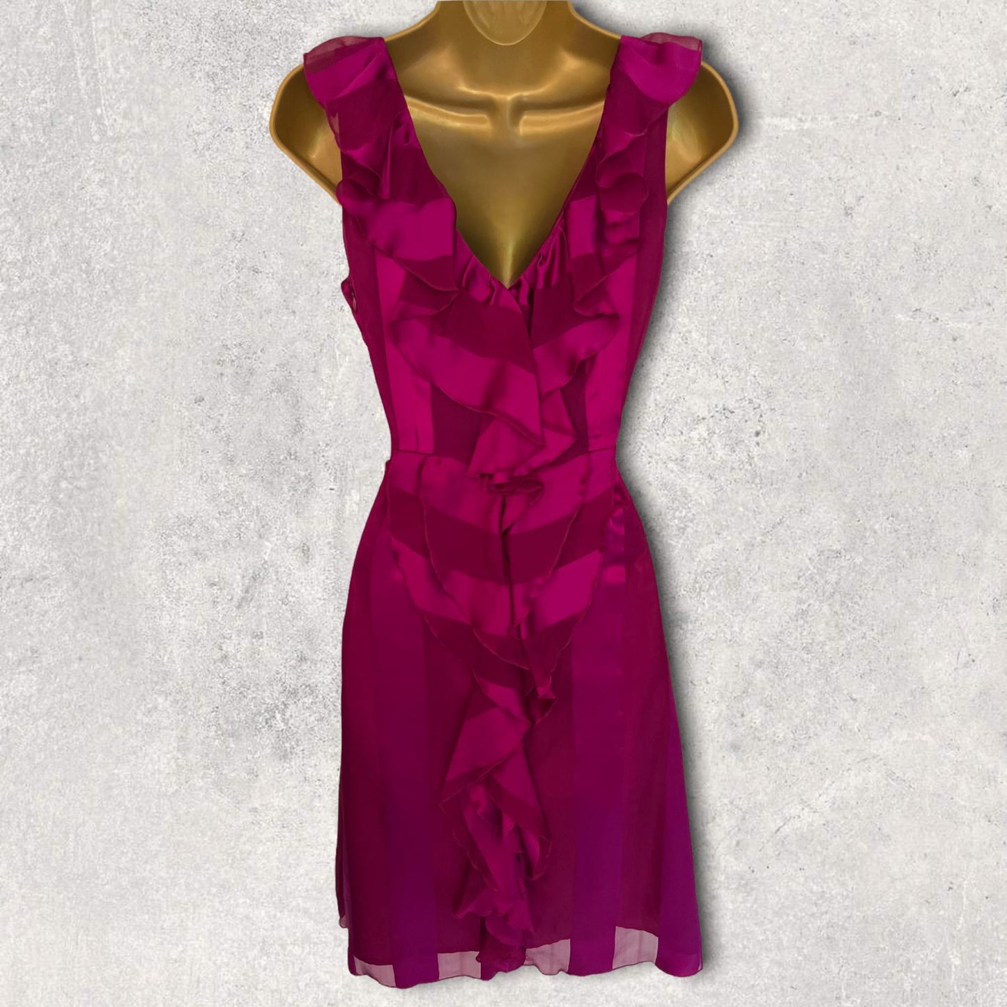 Moschino Fuschia Pink Silk Ruffle Dress IT 40 UK 8 US 4 EU 36 Timeless Fashions